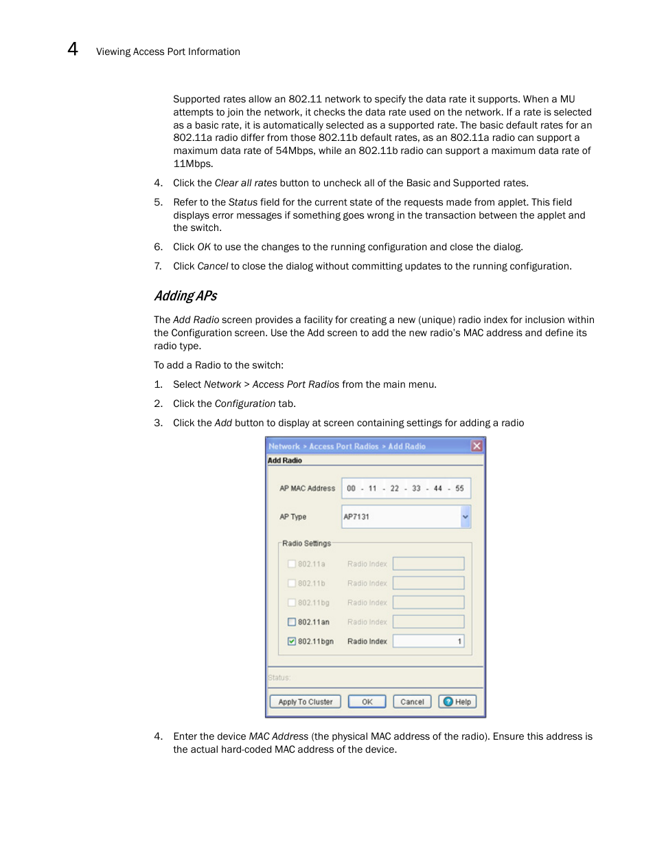 Adding aps | Brocade Mobility RFS7000-GR Controller System Reference Guide (Supporting software release 4.1.0.0-040GR and later) User Manual | Page 188 / 556