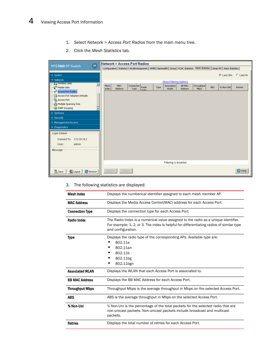 Brocade Mobility RFS7000-GR Controller System Reference Guide (Supporting software release 4.1.0.0-040GR and later) User Manual | Page 202 / 556