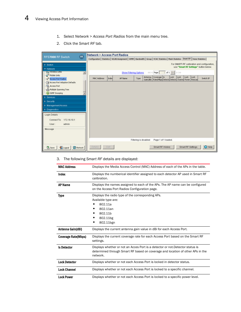 Brocade Mobility RFS7000-GR Controller System Reference Guide (Supporting software release 4.1.0.0-040GR and later) User Manual | Page 204 / 556
