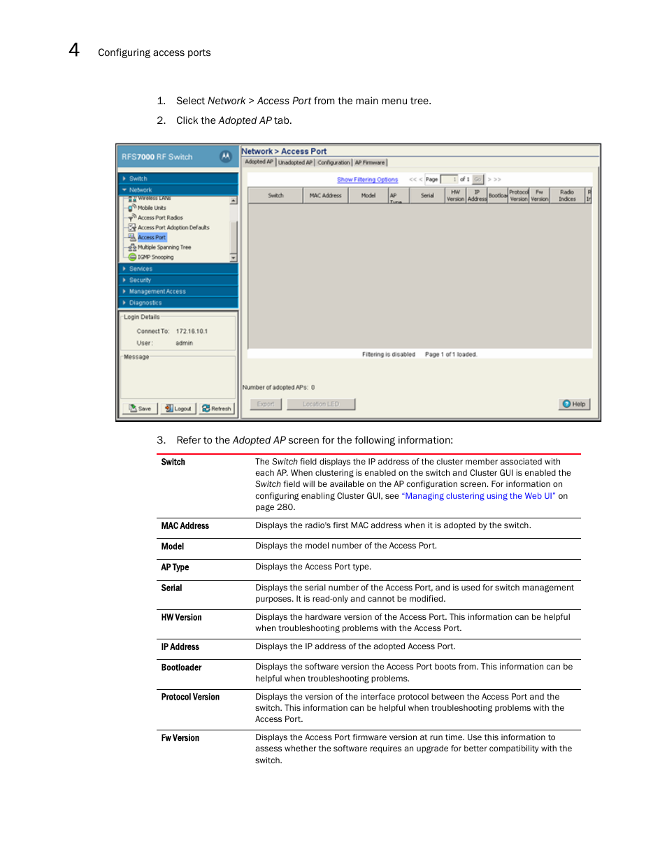 Brocade Mobility RFS7000-GR Controller System Reference Guide (Supporting software release 4.1.0.0-040GR and later) User Manual | Page 226 / 556