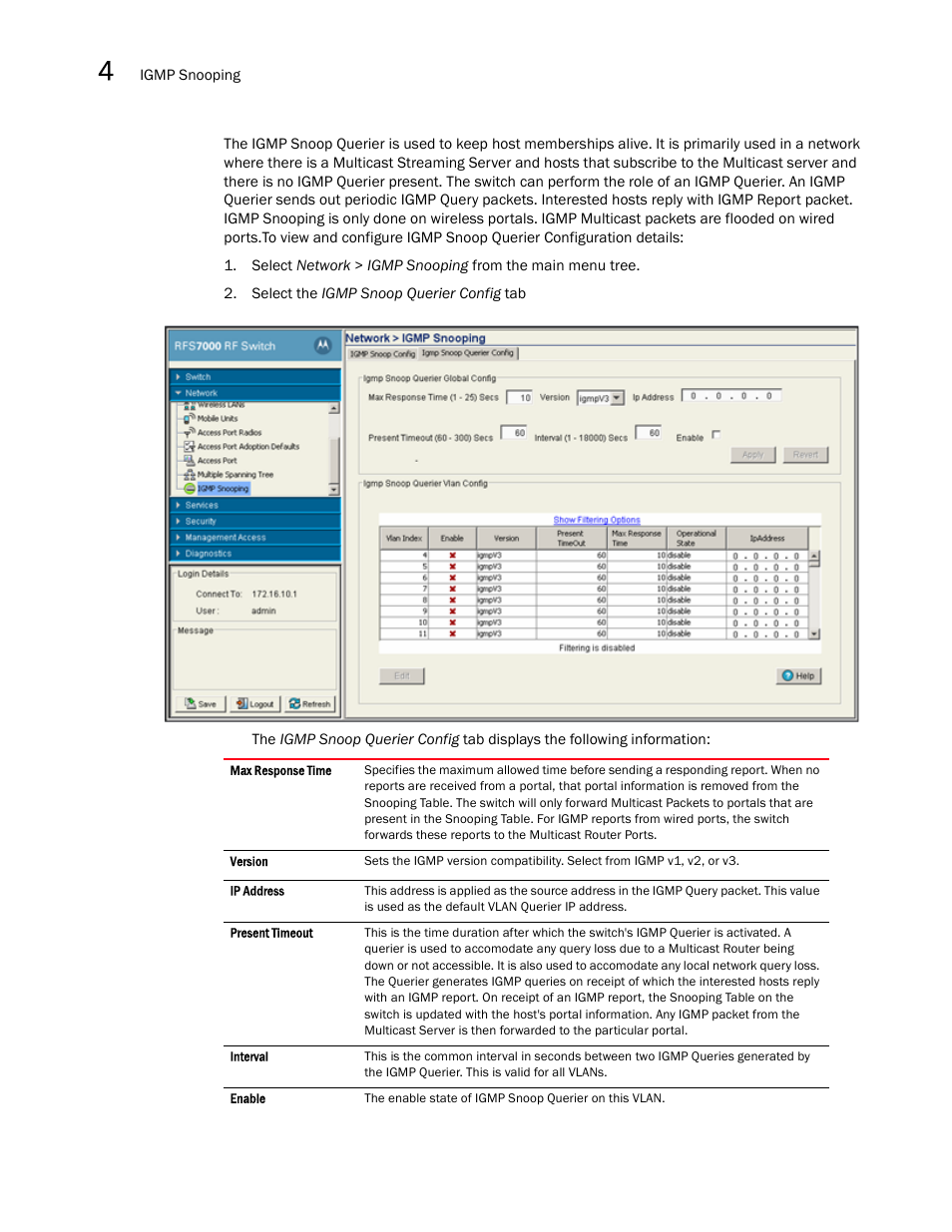 Brocade Mobility RFS7000-GR Controller System Reference Guide (Supporting software release 4.1.0.0-040GR and later) User Manual | Page 246 / 556