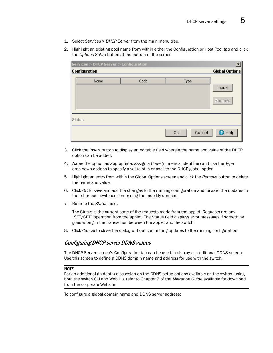 Configuring dhcp server ddns values | Brocade Mobility RFS7000-GR Controller System Reference Guide (Supporting software release 4.1.0.0-040GR and later) User Manual | Page 257 / 556