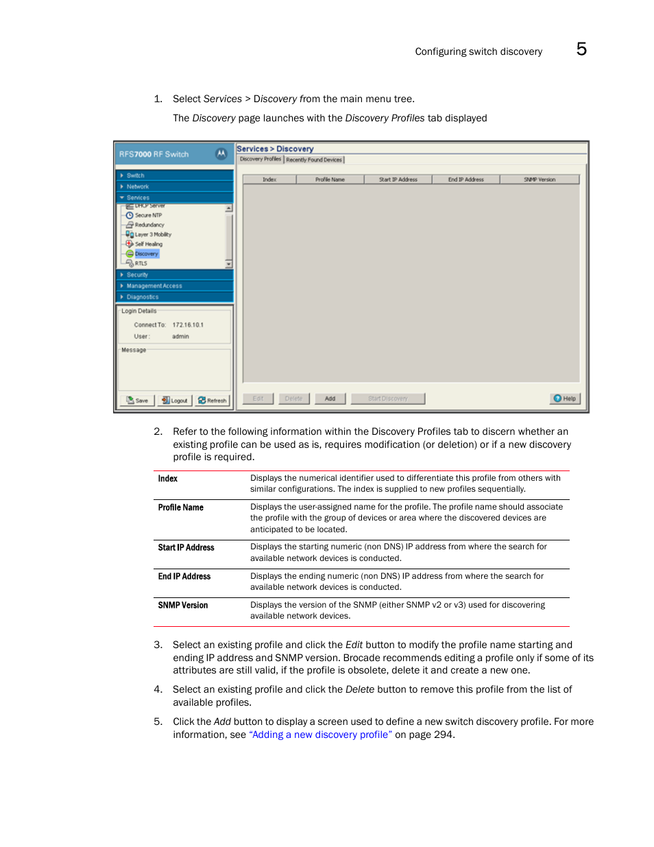 Brocade Mobility RFS7000-GR Controller System Reference Guide (Supporting software release 4.1.0.0-040GR and later) User Manual | Page 307 / 556