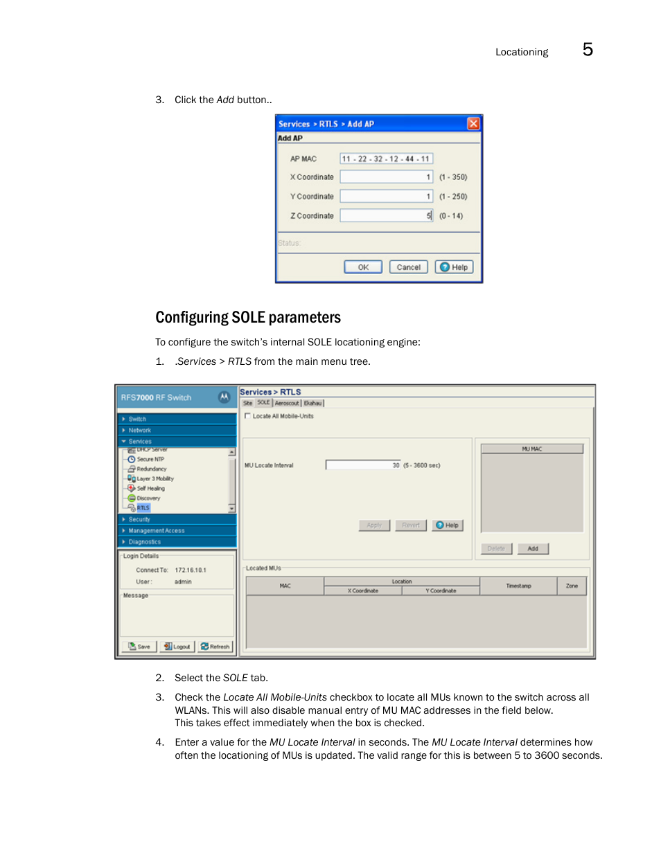 Configuring sole parameters | Brocade Mobility RFS7000-GR Controller System Reference Guide (Supporting software release 4.1.0.0-040GR and later) User Manual | Page 315 / 556