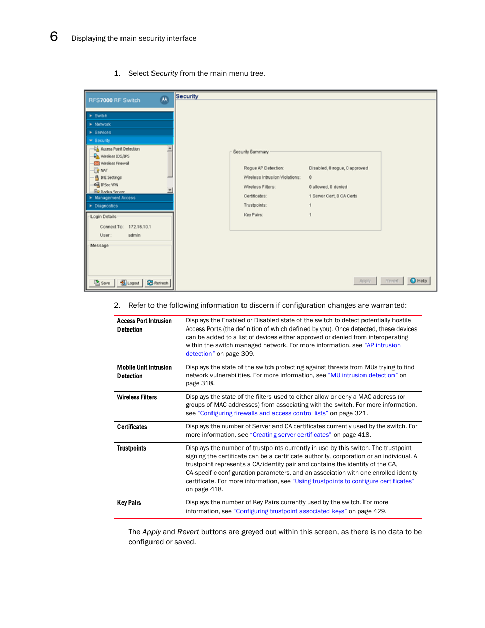 Brocade Mobility RFS7000-GR Controller System Reference Guide (Supporting software release 4.1.0.0-040GR and later) User Manual | Page 322 / 556