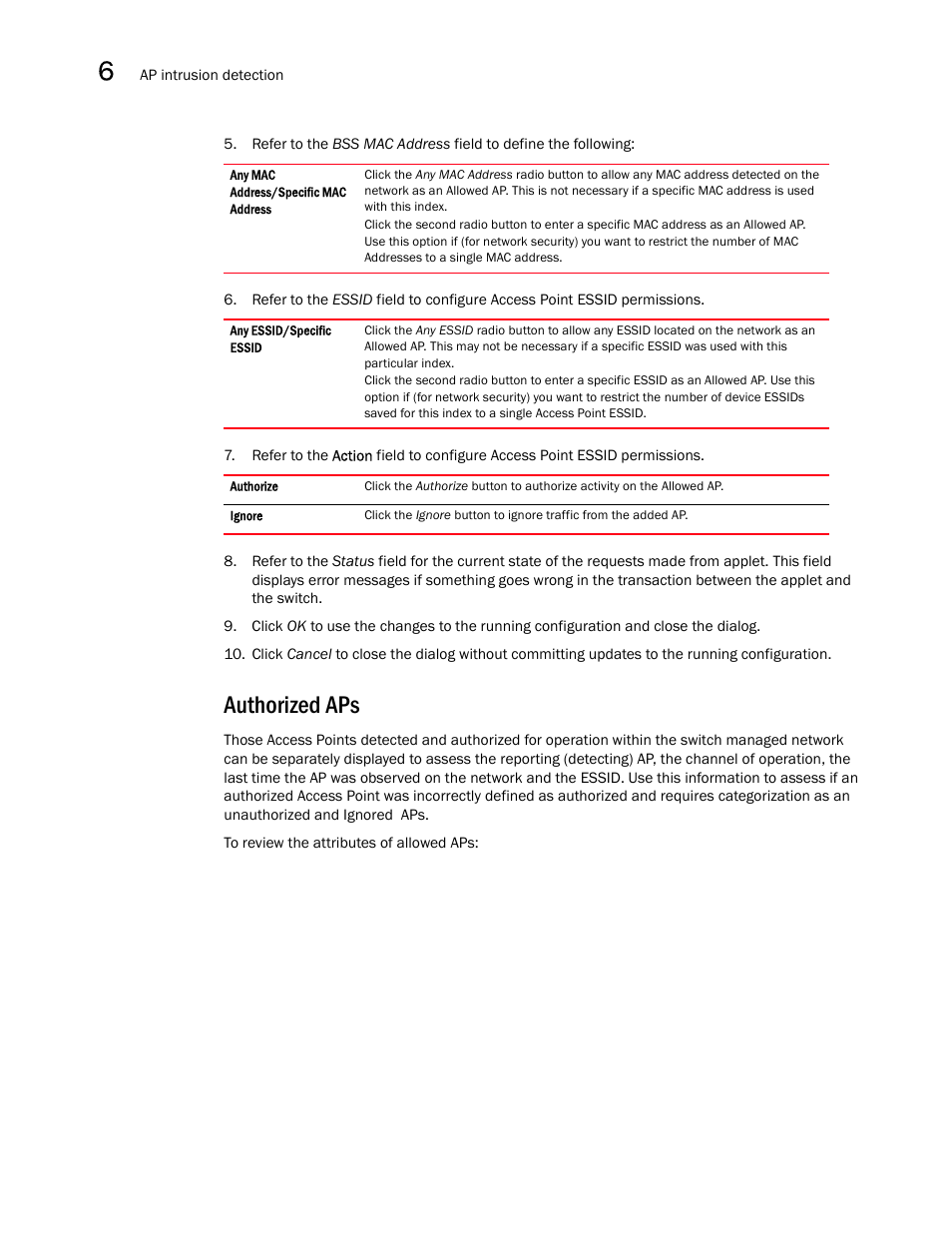 Authorized aps | Brocade Mobility RFS7000-GR Controller System Reference Guide (Supporting software release 4.1.0.0-040GR and later) User Manual | Page 326 / 556