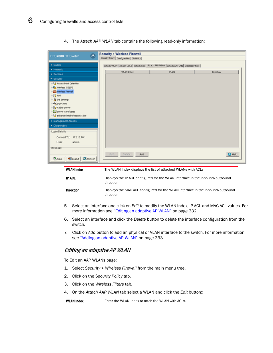 Editing an adaptive ap wlan | Brocade Mobility RFS7000-GR Controller System Reference Guide (Supporting software release 4.1.0.0-040GR and later) User Manual | Page 346 / 556