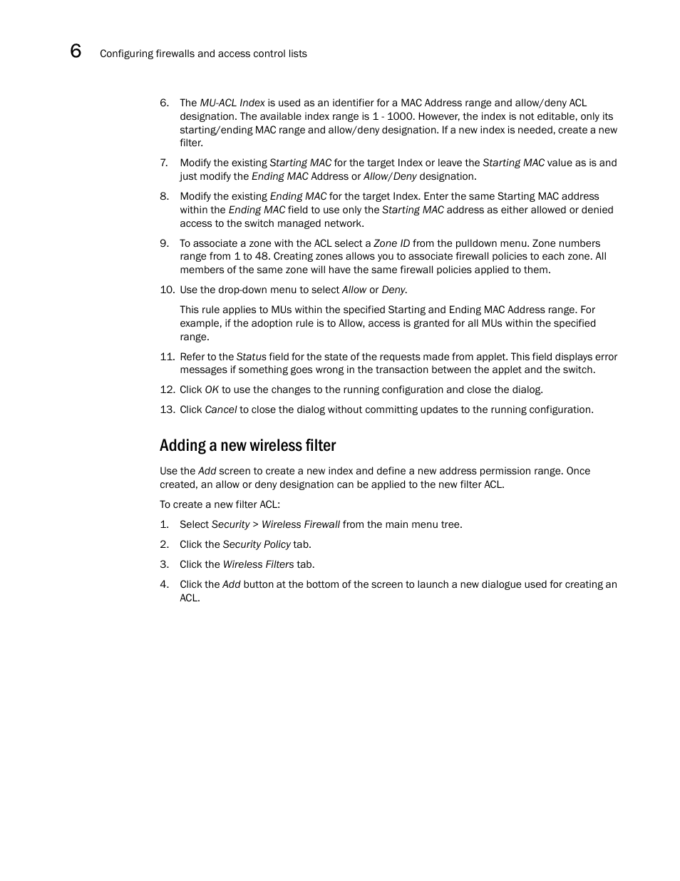 Adding a new wireless filter, Adding a new wireless, Filter | Brocade Mobility RFS7000-GR Controller System Reference Guide (Supporting software release 4.1.0.0-040GR and later) User Manual | Page 352 / 556