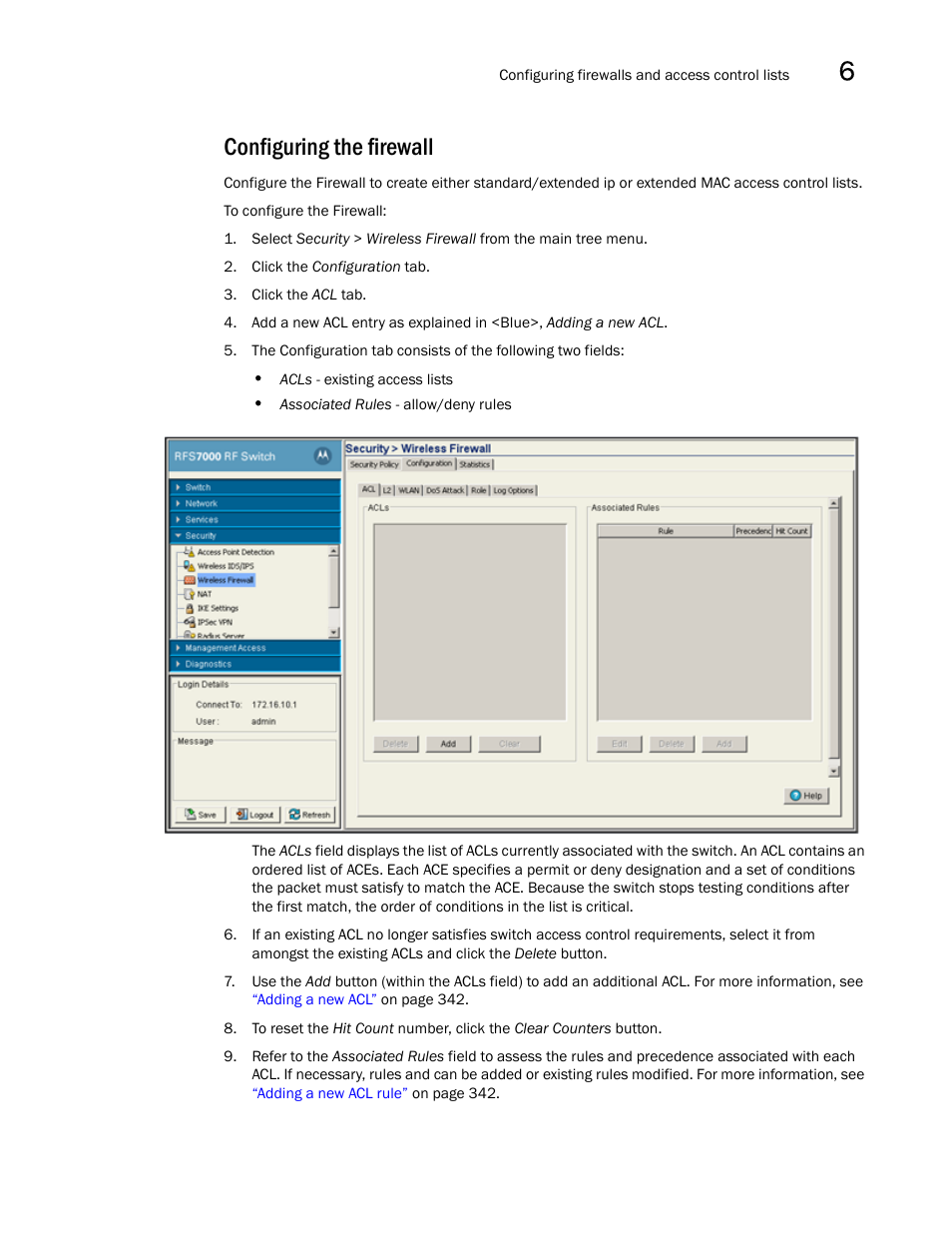 Configuring the firewall | Brocade Mobility RFS7000-GR Controller System Reference Guide (Supporting software release 4.1.0.0-040GR and later) User Manual | Page 355 / 556