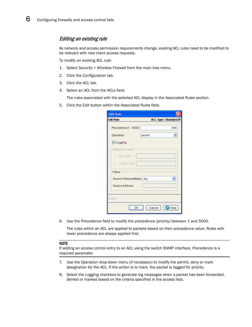 Editing an existing rule | Brocade Mobility RFS7000-GR Controller System Reference Guide (Supporting software release 4.1.0.0-040GR and later) User Manual | Page 358 / 556