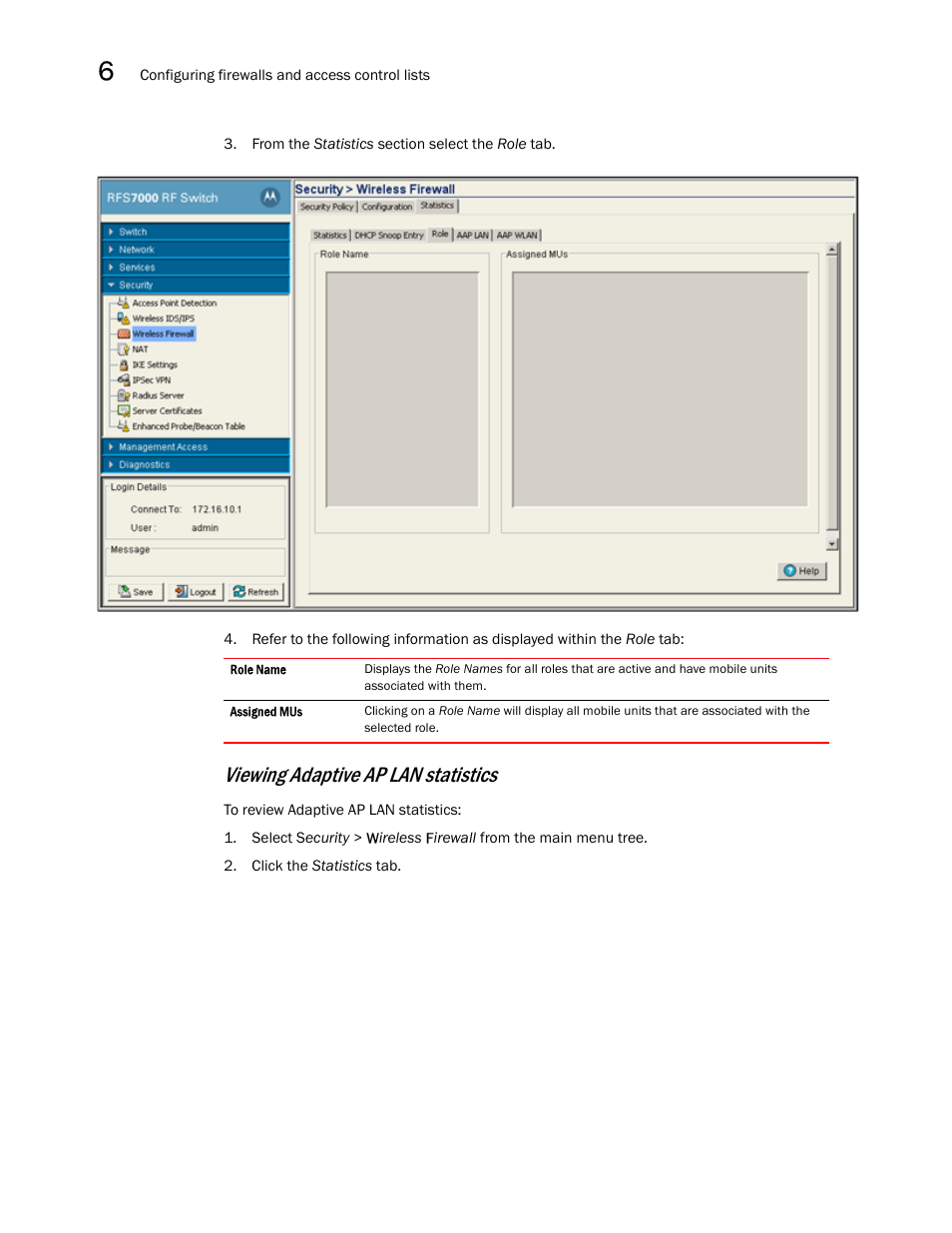 Viewing adaptive ap lan statistics | Brocade Mobility RFS7000-GR Controller System Reference Guide (Supporting software release 4.1.0.0-040GR and later) User Manual | Page 376 / 556