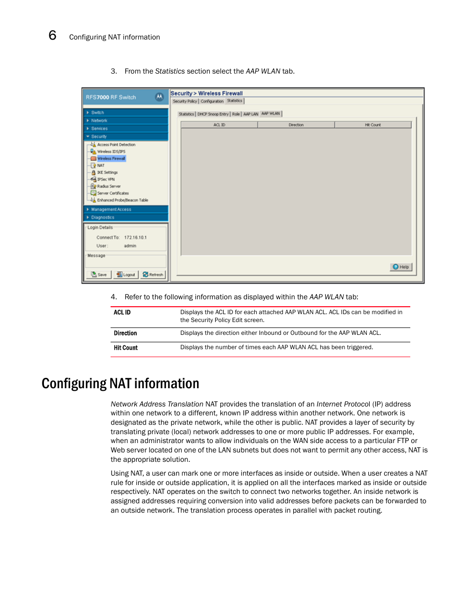 Configuring nat information | Brocade Mobility RFS7000-GR Controller System Reference Guide (Supporting software release 4.1.0.0-040GR and later) User Manual | Page 378 / 556