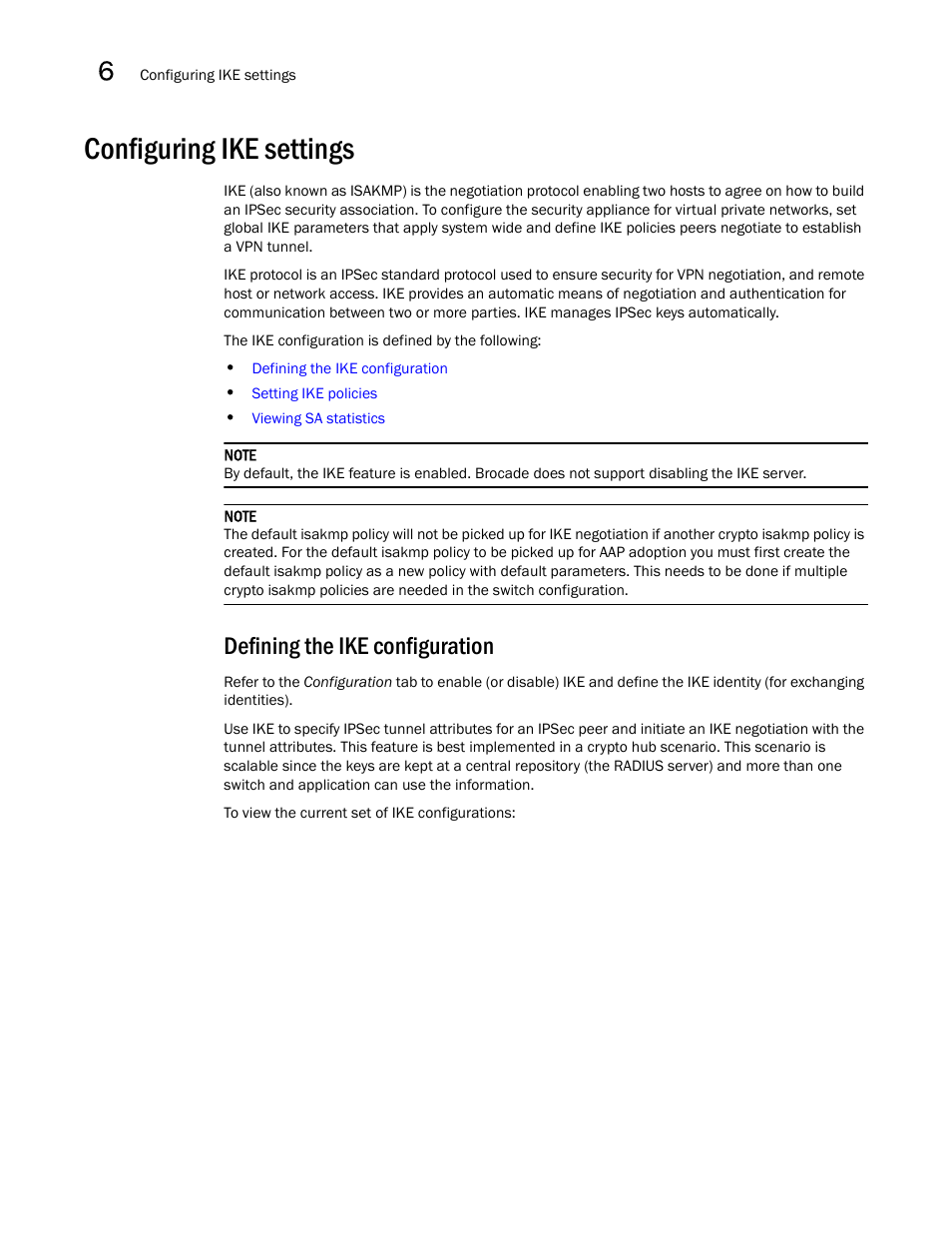 Configuring ike settings, Defining the ike configuration | Brocade Mobility RFS7000-GR Controller System Reference Guide (Supporting software release 4.1.0.0-040GR and later) User Manual | Page 388 / 556