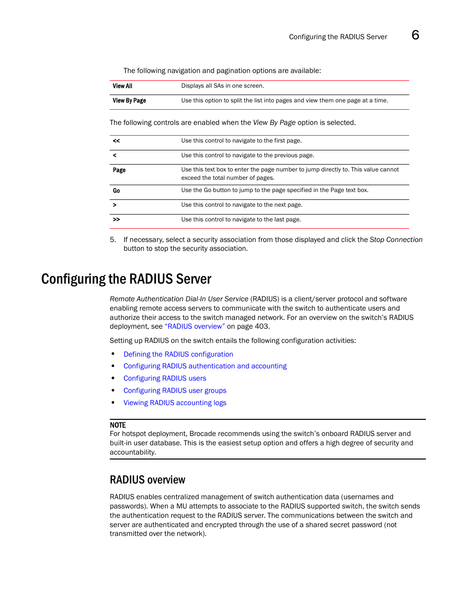 Configuring the radius server, Radius overview | Brocade Mobility RFS7000-GR Controller System Reference Guide (Supporting software release 4.1.0.0-040GR and later) User Manual | Page 417 / 556