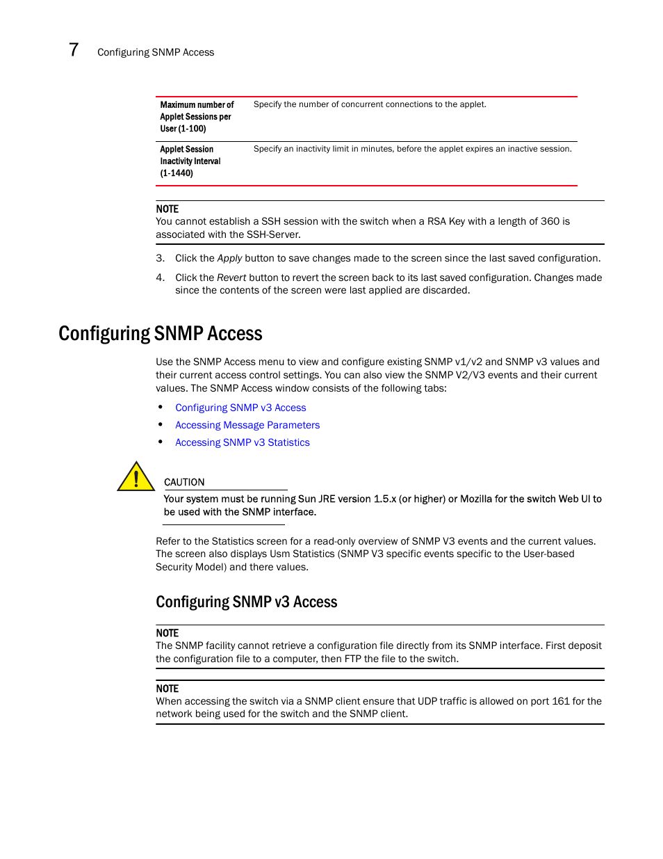 Configuring snmp access, Configuring snmp v3 access | Brocade Mobility RFS7000-GR Controller System Reference Guide (Supporting software release 4.1.0.0-040GR and later) User Manual | Page 456 / 556