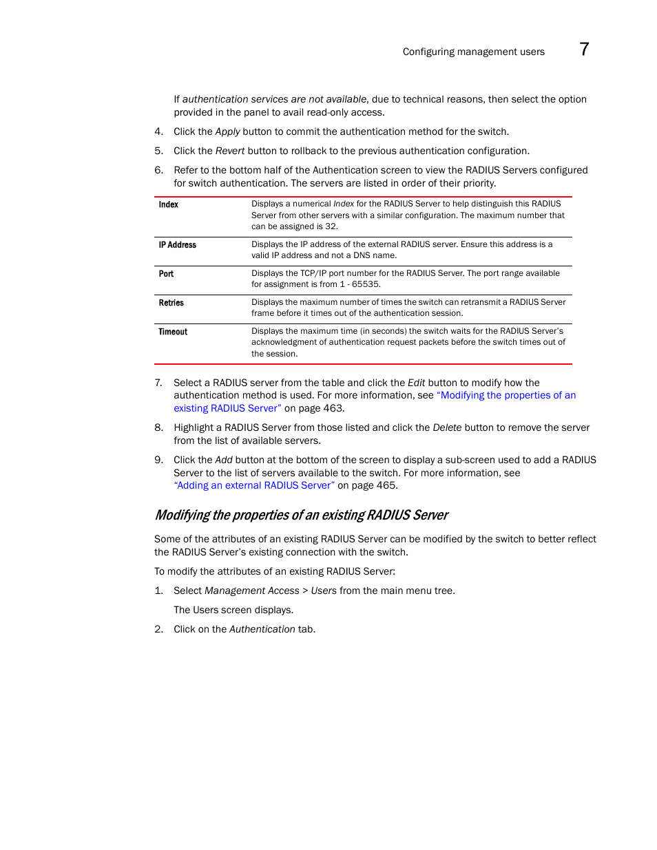 Brocade Mobility RFS7000-GR Controller System Reference Guide (Supporting software release 4.1.0.0-040GR and later) User Manual | Page 477 / 556