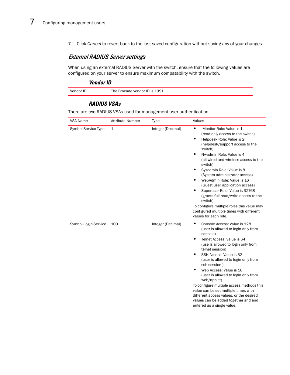 External radius server settings | Brocade Mobility RFS7000-GR Controller System Reference Guide (Supporting software release 4.1.0.0-040GR and later) User Manual | Page 480 / 556