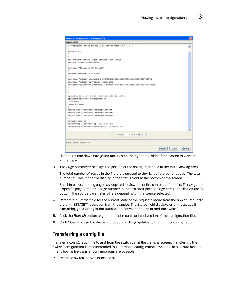 Transferring a config file | Brocade Mobility RFS7000-GR Controller System Reference Guide (Supporting software release 4.1.0.0-040GR and later) User Manual | Page 71 / 556