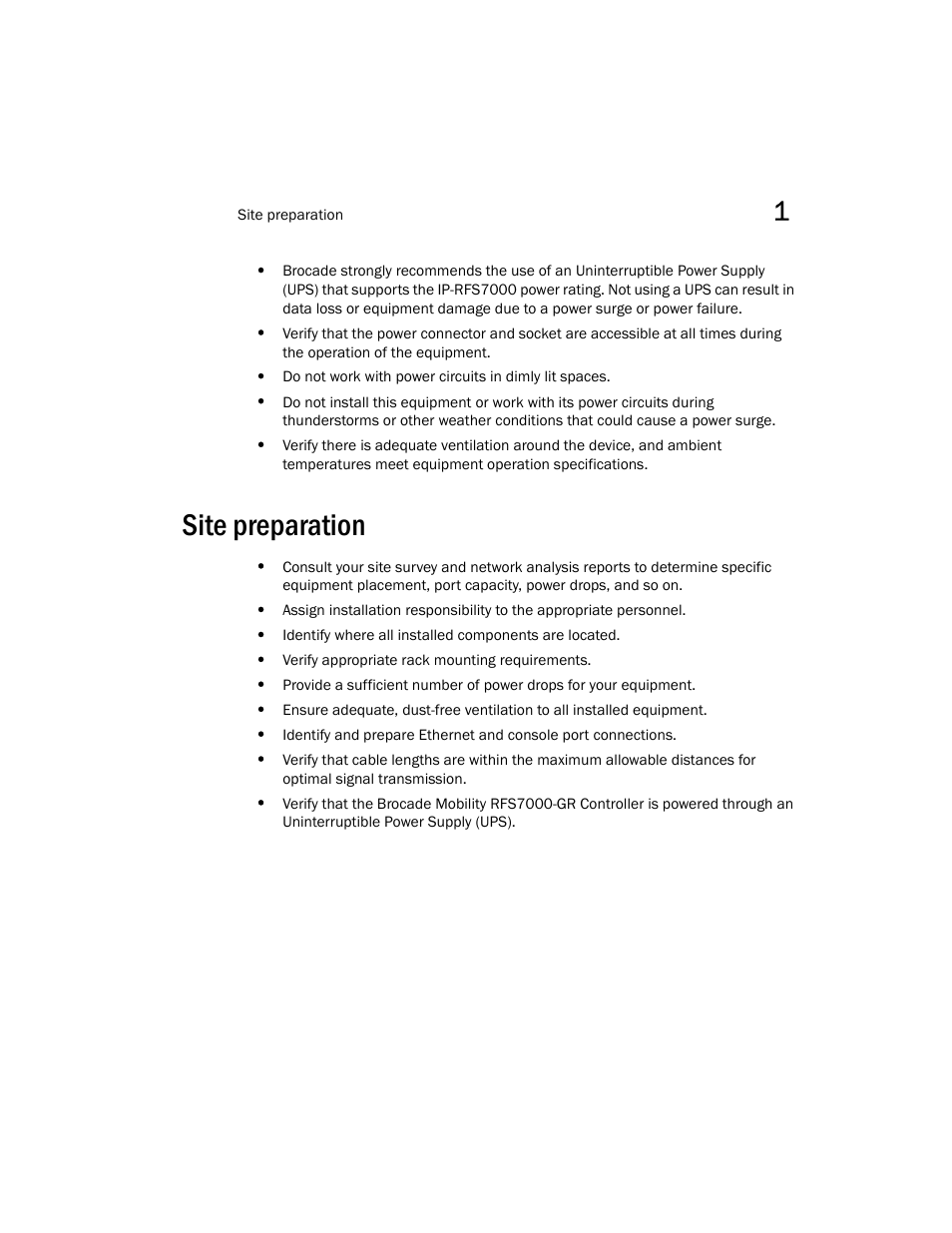 Site preparation | Brocade Mobility RFS7000-GR Controller Installation Guide (Supporting software release 4.1.0.0-040GR and later) User Manual | Page 11 / 43