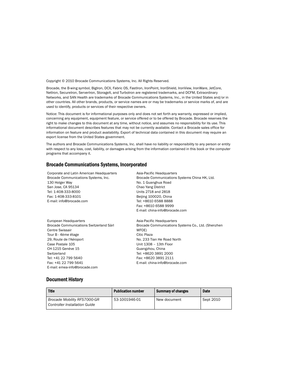Brocade Mobility RFS7000-GR Controller Installation Guide (Supporting software release 4.1.0.0-040GR and later) User Manual | Page 2 / 43