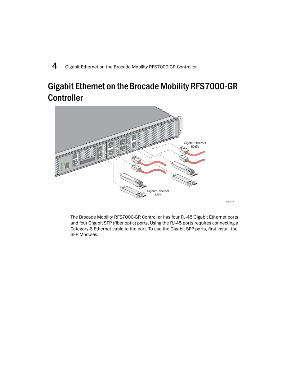 Gigabit ethernet on the, Brocade mobility rfs7000-gr controller | Brocade Mobility RFS7000-GR Controller Installation Guide (Supporting software release 4.1.0.0-040GR and later) User Manual | Page 24 / 43