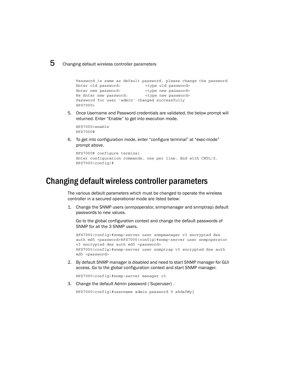 Changing default wireless controller parameters | Brocade Mobility RFS7000-GR Controller Installation Guide (Supporting software release 4.1.0.0-040GR and later) User Manual | Page 34 / 43