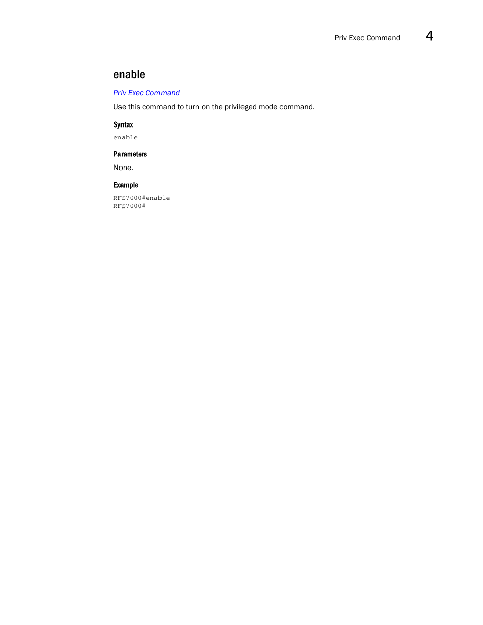 Enable | Brocade Mobility RFS7000-GR Controller CLI Reference Guide (Supporting software release 4.1.0.0-040GR and later) User Manual | Page 155 / 607