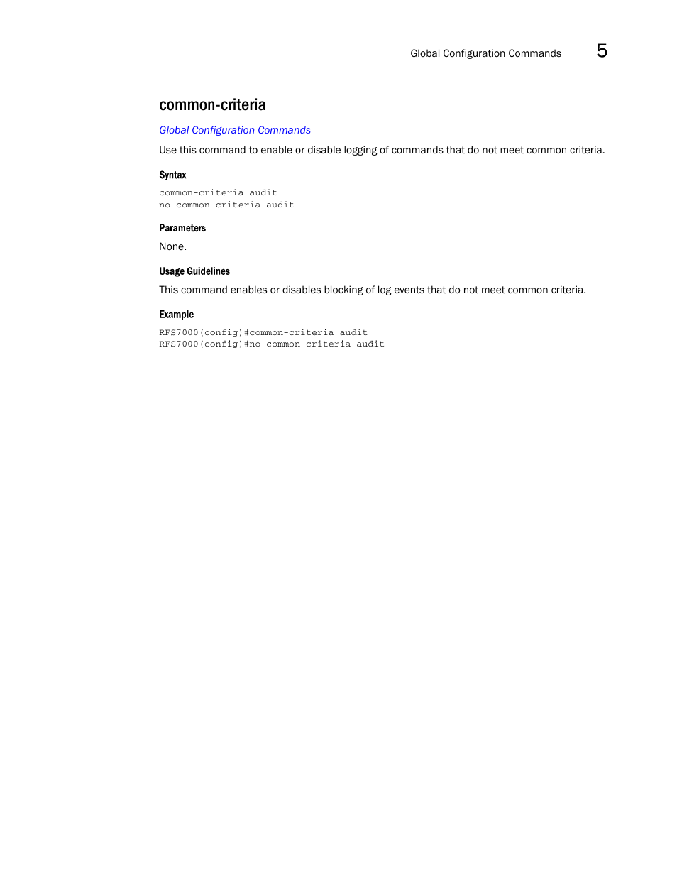 Common-criteria | Brocade Mobility RFS7000-GR Controller CLI Reference Guide (Supporting software release 4.1.0.0-040GR and later) User Manual | Page 195 / 607