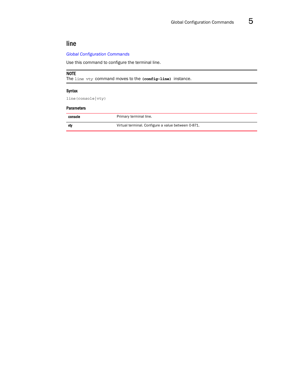 Line | Brocade Mobility RFS7000-GR Controller CLI Reference Guide (Supporting software release 4.1.0.0-040GR and later) User Manual | Page 211 / 607