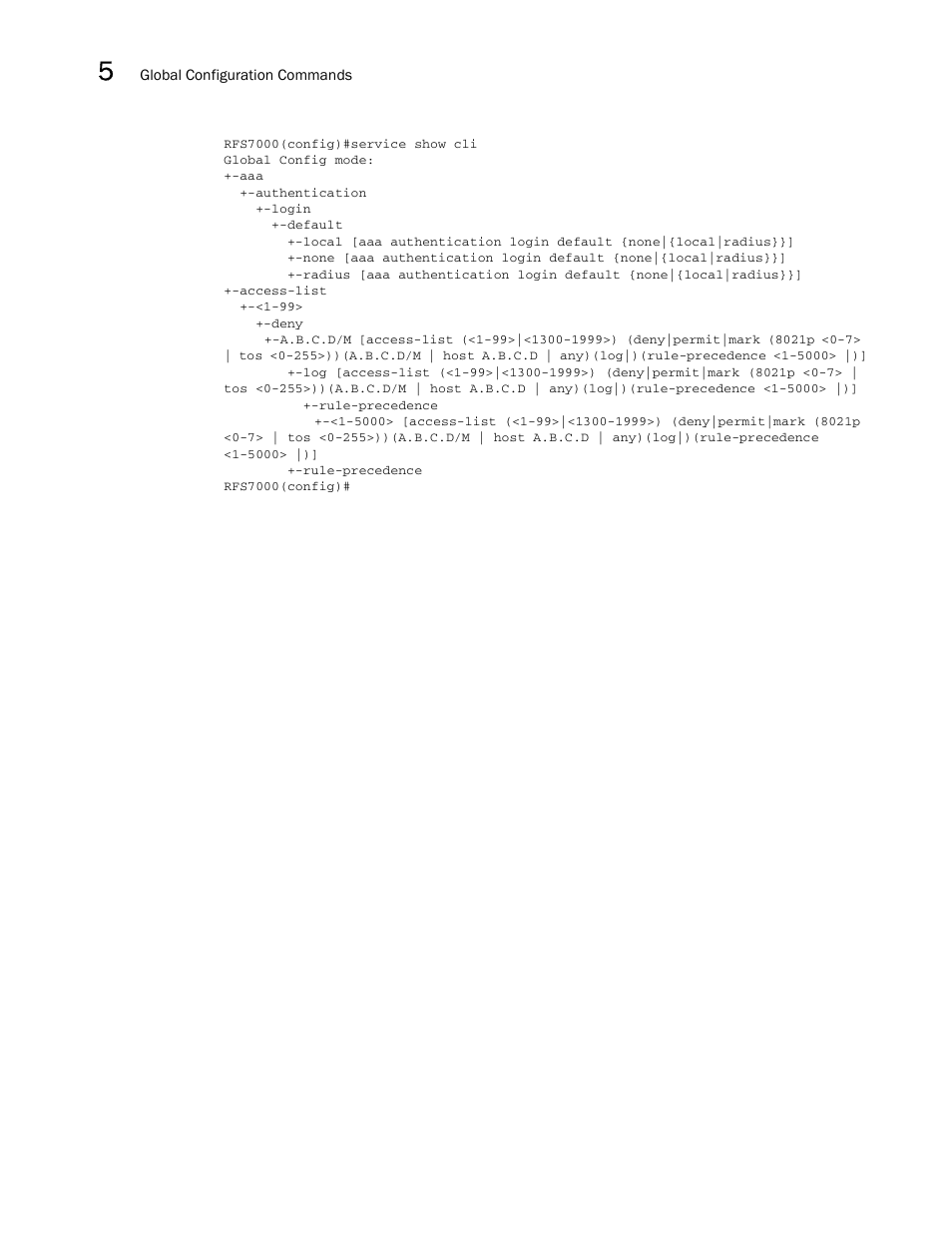 Brocade Mobility RFS7000-GR Controller CLI Reference Guide (Supporting software release 4.1.0.0-040GR and later) User Manual | Page 230 / 607