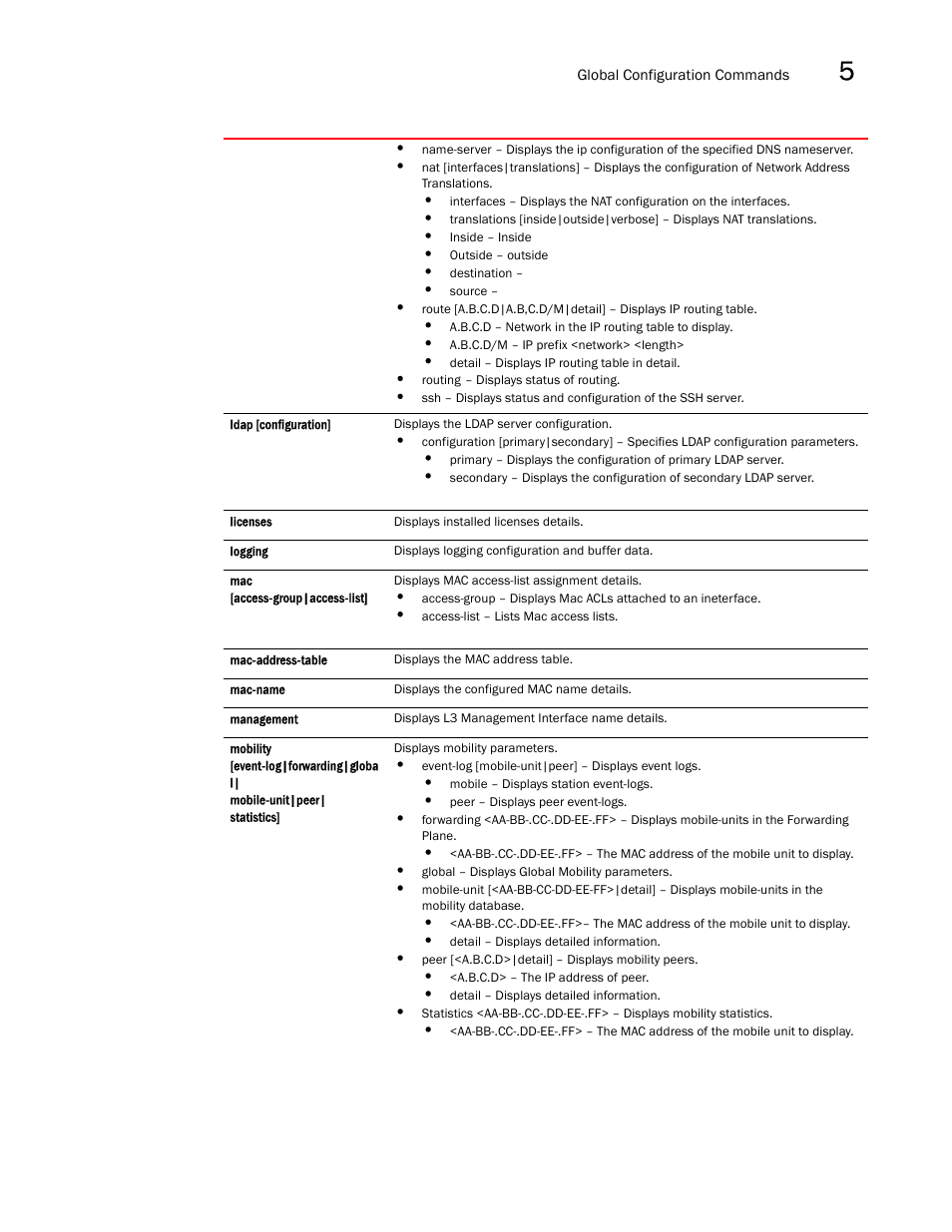 Brocade Mobility RFS7000-GR Controller CLI Reference Guide (Supporting software release 4.1.0.0-040GR and later) User Manual | Page 235 / 607