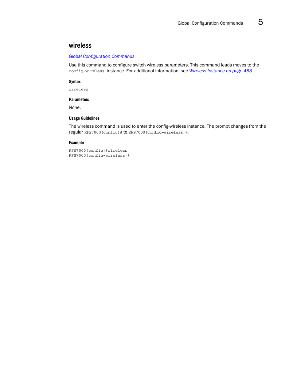 Wireless | Brocade Mobility RFS7000-GR Controller CLI Reference Guide (Supporting software release 4.1.0.0-040GR and later) User Manual | Page 247 / 607