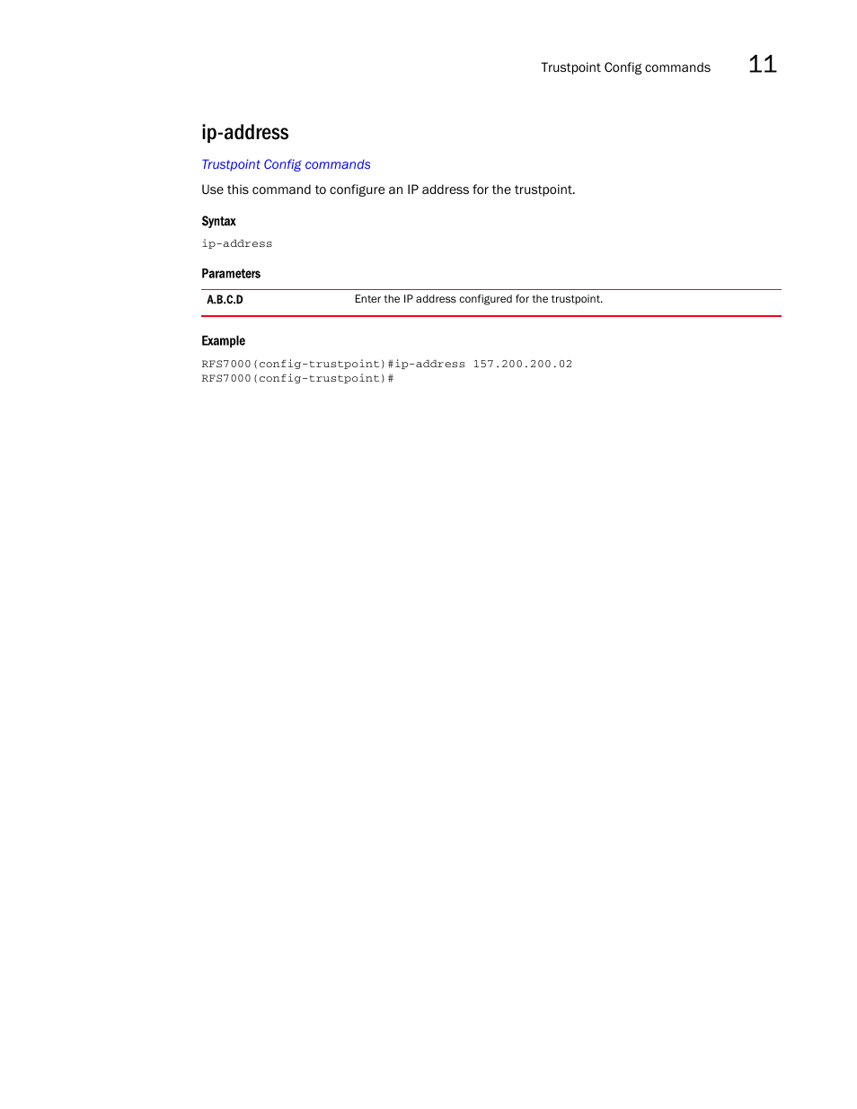 Ip-address | Brocade Mobility RFS7000-GR Controller CLI Reference Guide (Supporting software release 4.1.0.0-040GR and later) User Manual | Page 317 / 607