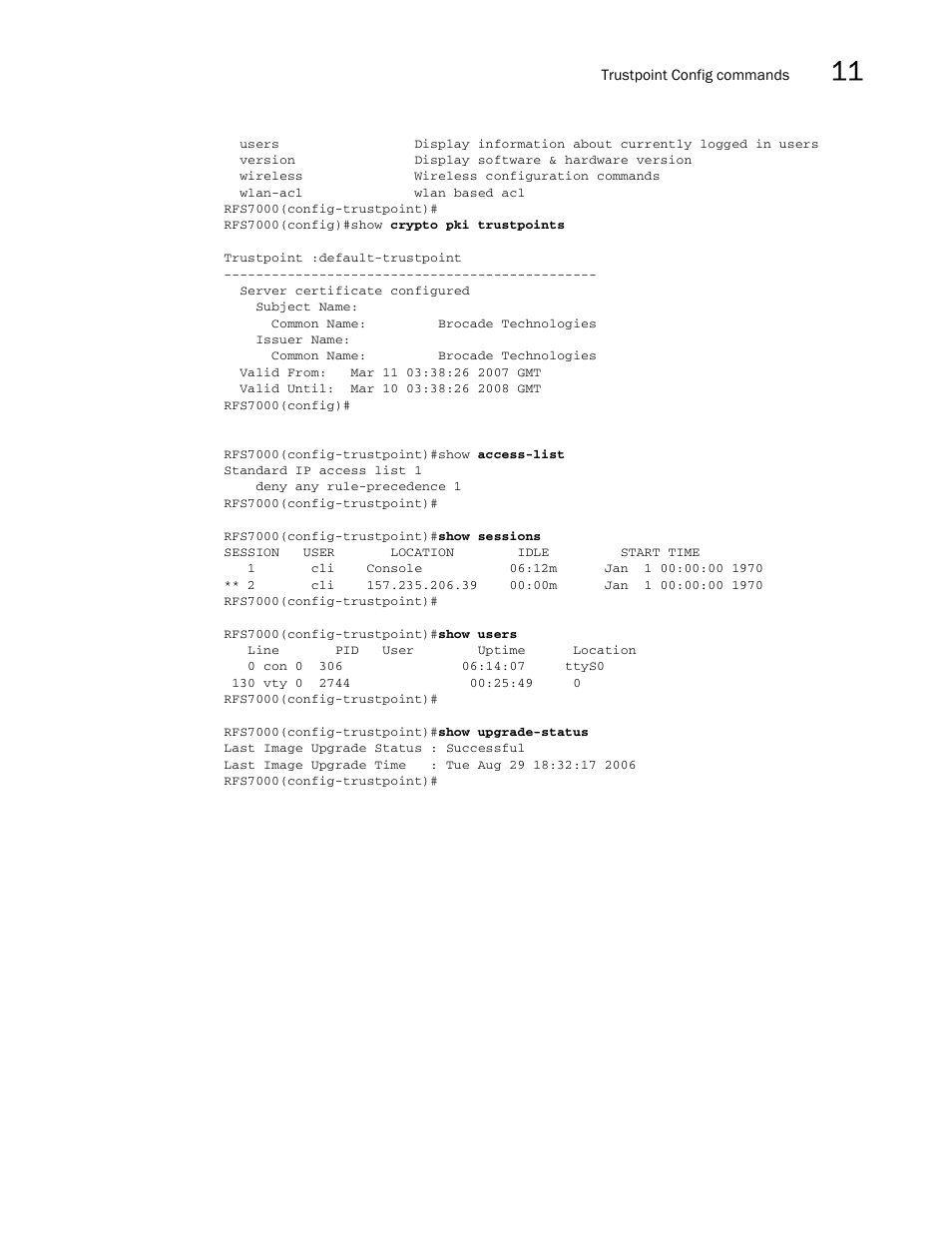 Brocade Mobility RFS7000-GR Controller CLI Reference Guide (Supporting software release 4.1.0.0-040GR and later) User Manual | Page 323 / 607