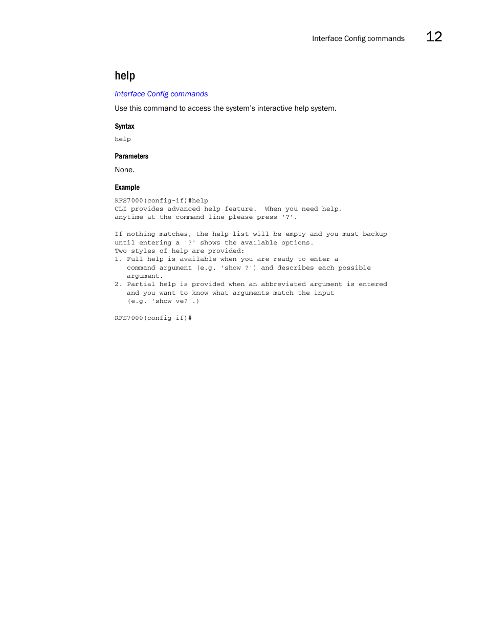Help | Brocade Mobility RFS7000-GR Controller CLI Reference Guide (Supporting software release 4.1.0.0-040GR and later) User Manual | Page 331 / 607