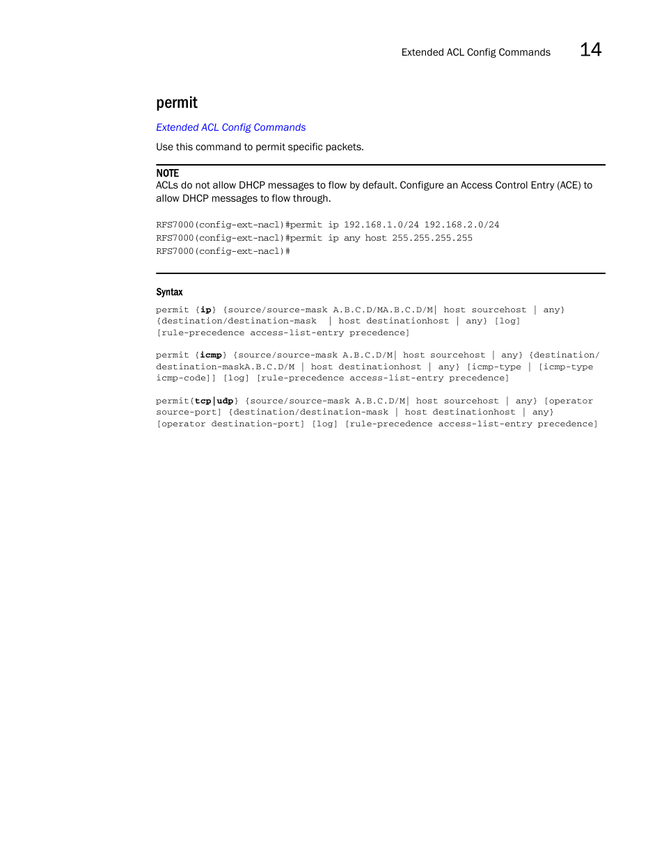 Permit | Brocade Mobility RFS7000-GR Controller CLI Reference Guide (Supporting software release 4.1.0.0-040GR and later) User Manual | Page 379 / 607