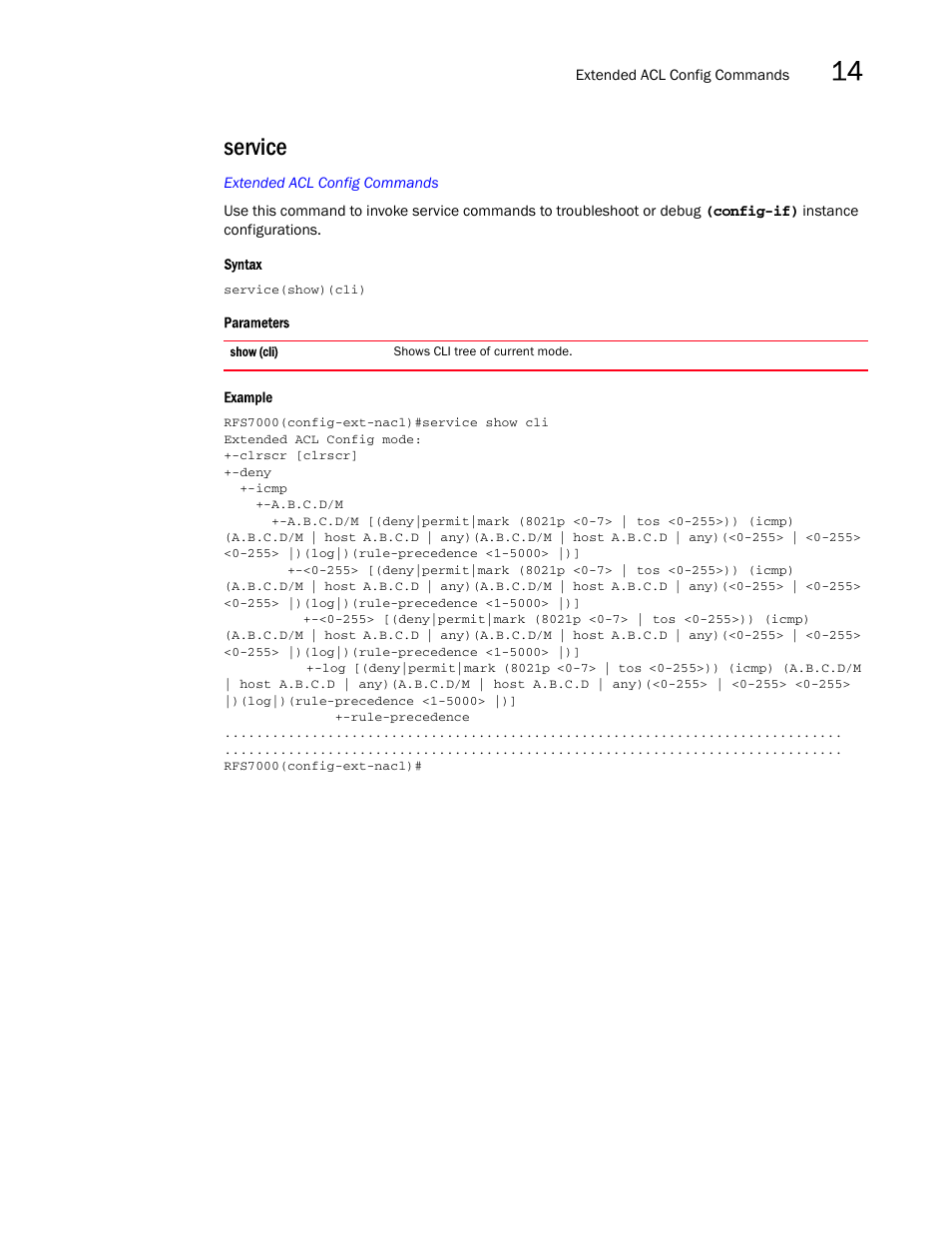 Service | Brocade Mobility RFS7000-GR Controller CLI Reference Guide (Supporting software release 4.1.0.0-040GR and later) User Manual | Page 383 / 607