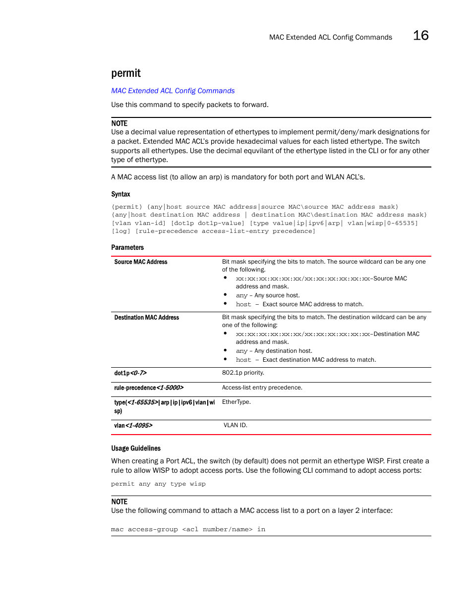 Permit | Brocade Mobility RFS7000-GR Controller CLI Reference Guide (Supporting software release 4.1.0.0-040GR and later) User Manual | Page 409 / 607