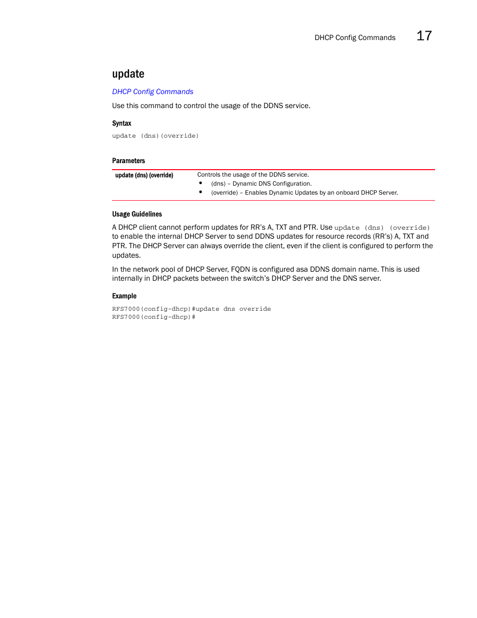 Update | Brocade Mobility RFS7000-GR Controller CLI Reference Guide (Supporting software release 4.1.0.0-040GR and later) User Manual | Page 447 / 607