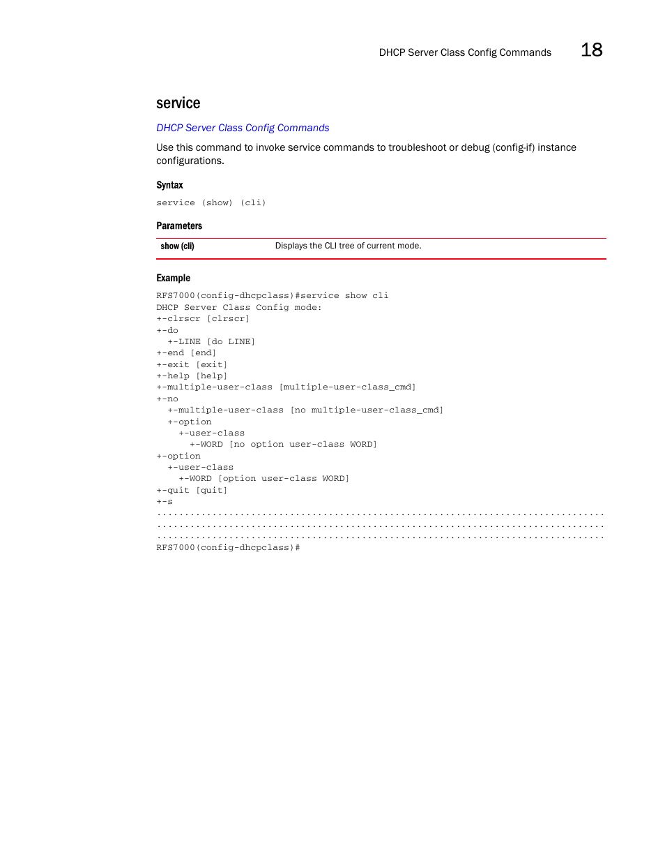 Service | Brocade Mobility RFS7000-GR Controller CLI Reference Guide (Supporting software release 4.1.0.0-040GR and later) User Manual | Page 459 / 607