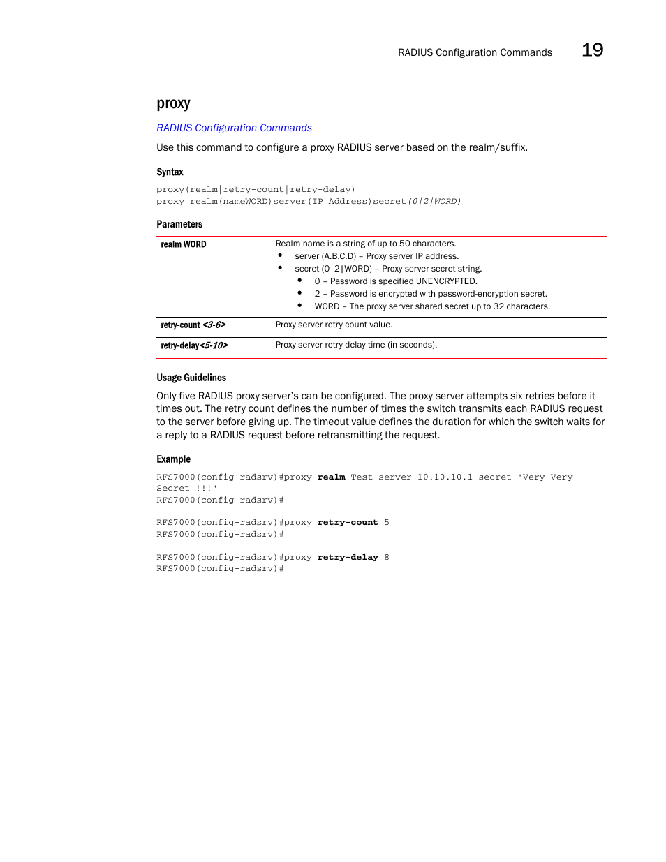 Proxy | Brocade Mobility RFS7000-GR Controller CLI Reference Guide (Supporting software release 4.1.0.0-040GR and later) User Manual | Page 491 / 607