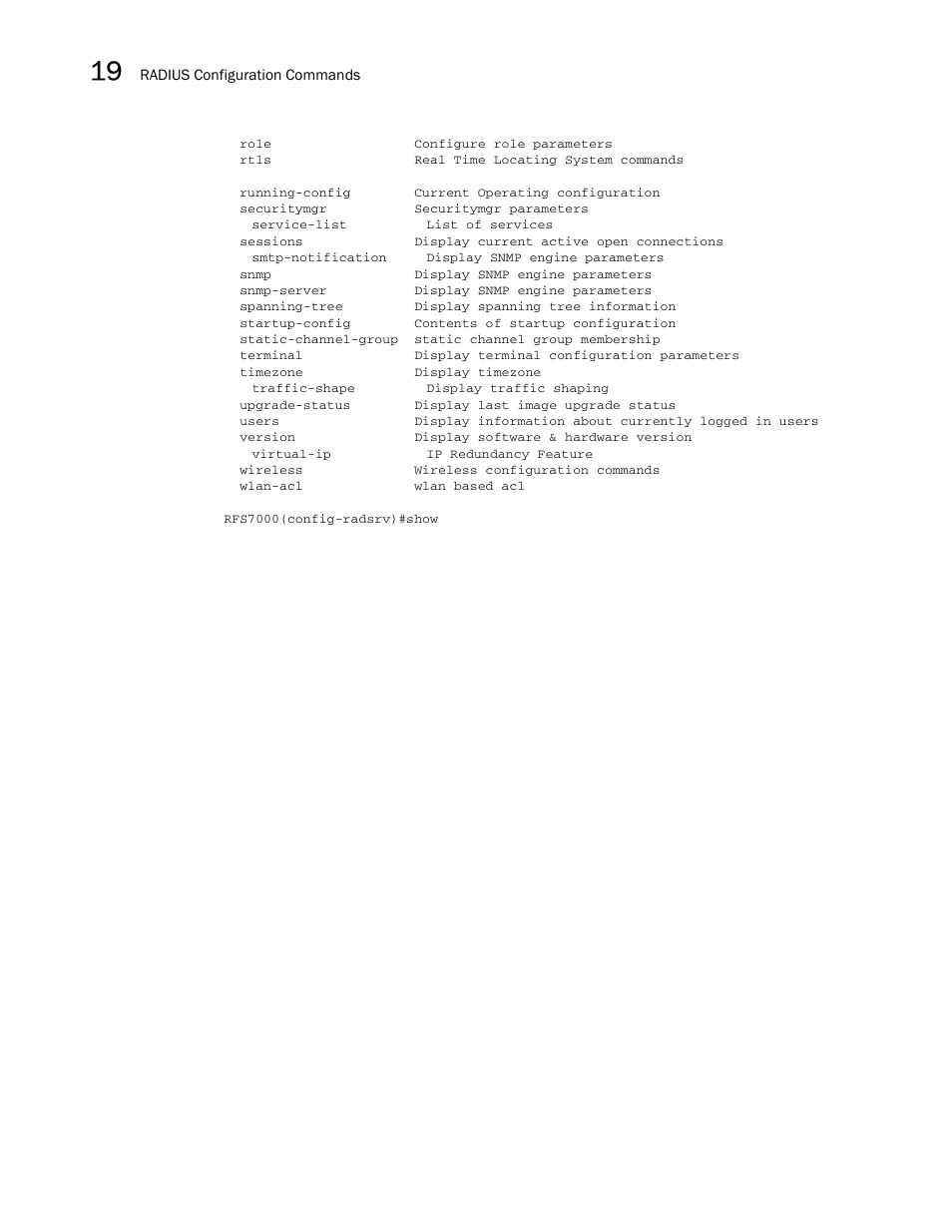 Brocade Mobility RFS7000-GR Controller CLI Reference Guide (Supporting software release 4.1.0.0-040GR and later) User Manual | Page 496 / 607