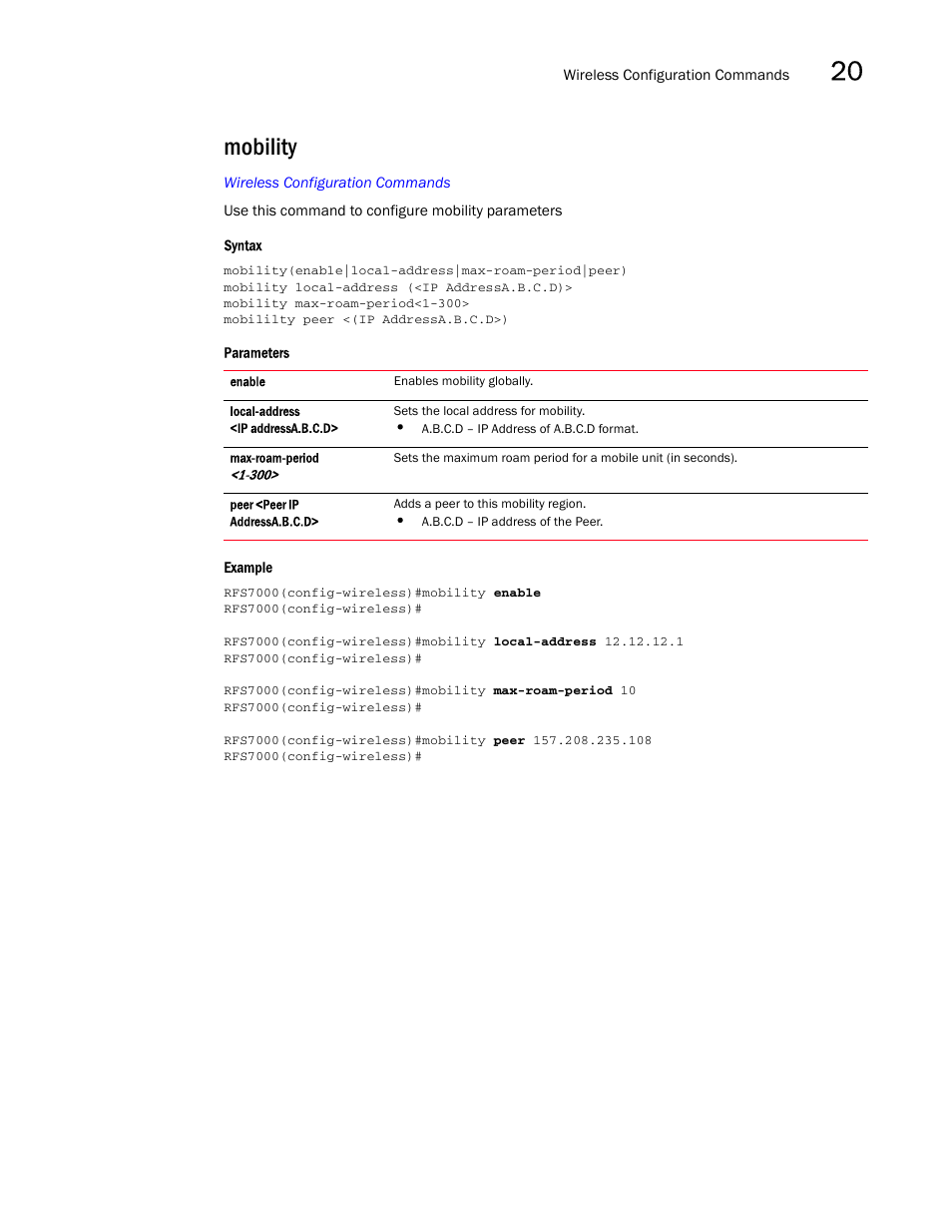 Mobility | Brocade Mobility RFS7000-GR Controller CLI Reference Guide (Supporting software release 4.1.0.0-040GR and later) User Manual | Page 529 / 607