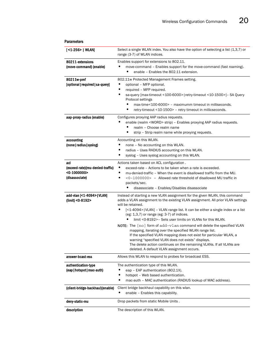 Brocade Mobility RFS7000-GR Controller CLI Reference Guide (Supporting software release 4.1.0.0-040GR and later) User Manual | Page 563 / 607