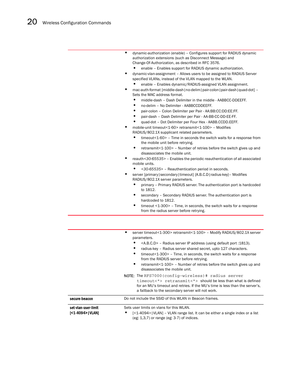 Brocade Mobility RFS7000-GR Controller CLI Reference Guide (Supporting software release 4.1.0.0-040GR and later) User Manual | Page 568 / 607