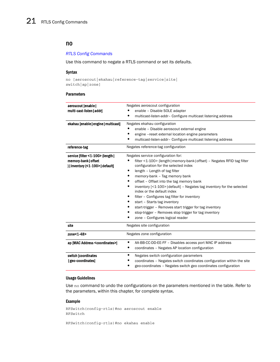 Brocade Mobility RFS7000-GR Controller CLI Reference Guide (Supporting software release 4.1.0.0-040GR and later) User Manual | Page 582 / 607