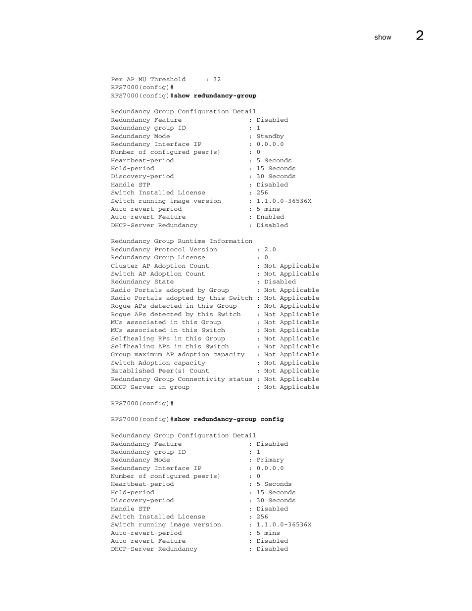 Brocade Mobility RFS7000-GR Controller CLI Reference Guide (Supporting software release 4.1.0.0-040GR and later) User Manual | Page 85 / 607