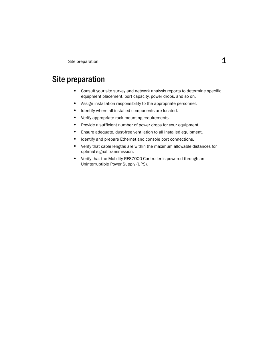 Site preparation | Brocade Mobility RFS7000 Controller Installation Guide User Manual | Page 11 / 40