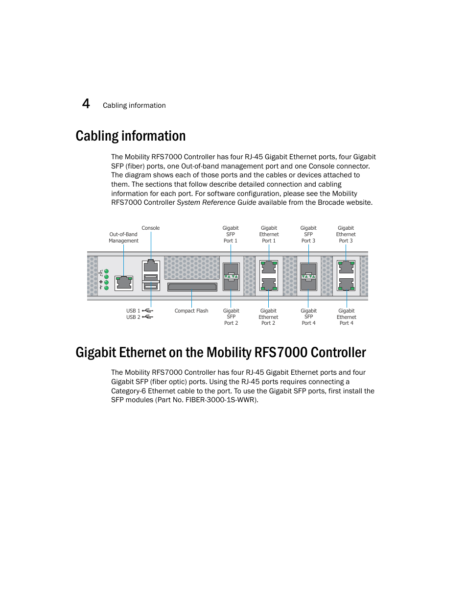 Cabling information | Brocade Mobility RFS7000 Controller Installation Guide User Manual | Page 24 / 40