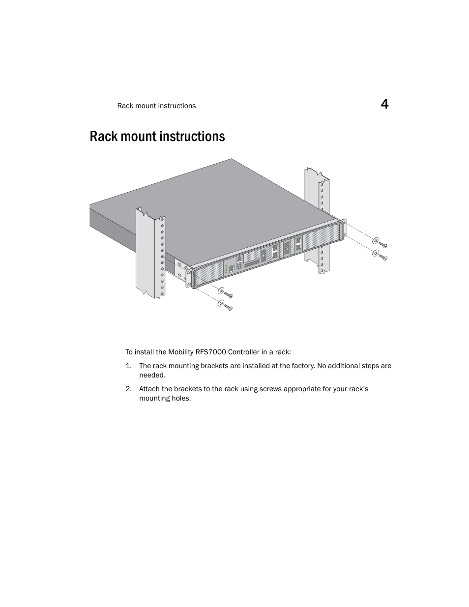 Rack mount instructions | Brocade Mobility RFS7000 Controller Installation Guide User Manual | Page 29 / 40
